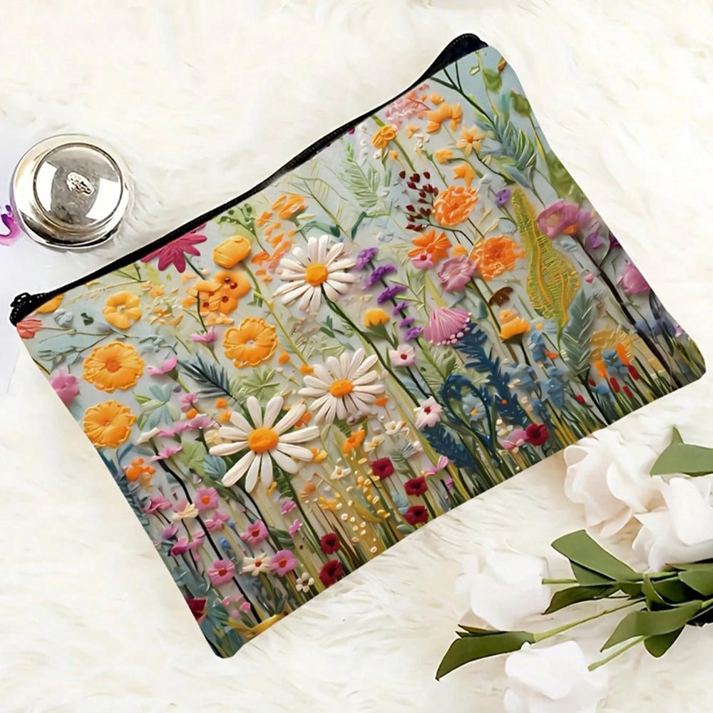 Duża torba na kosmetyki Przenośna torba do przechowywania kosmetyków damskich Kwiatowa dwustronnie drukowana kosmetyczka Organizer podróżny Torba do przechowywania w torebce