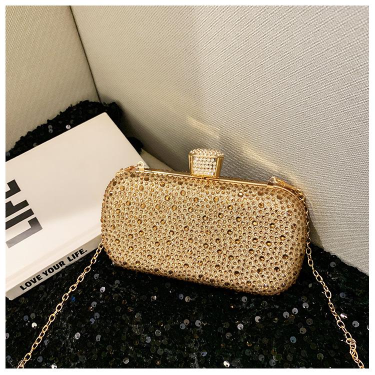 Fashion Ladies Shiny Luxury Rhinestone Decorative Clutch Bag Evening Bag Elegant Temperament Dinner Bag
