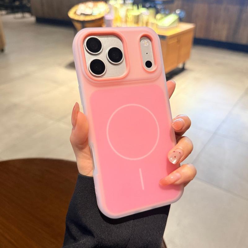 Frosted Macaron Jelly Magnetic Phone Case for iPhone 17 Pro Max - Two-Tone Design