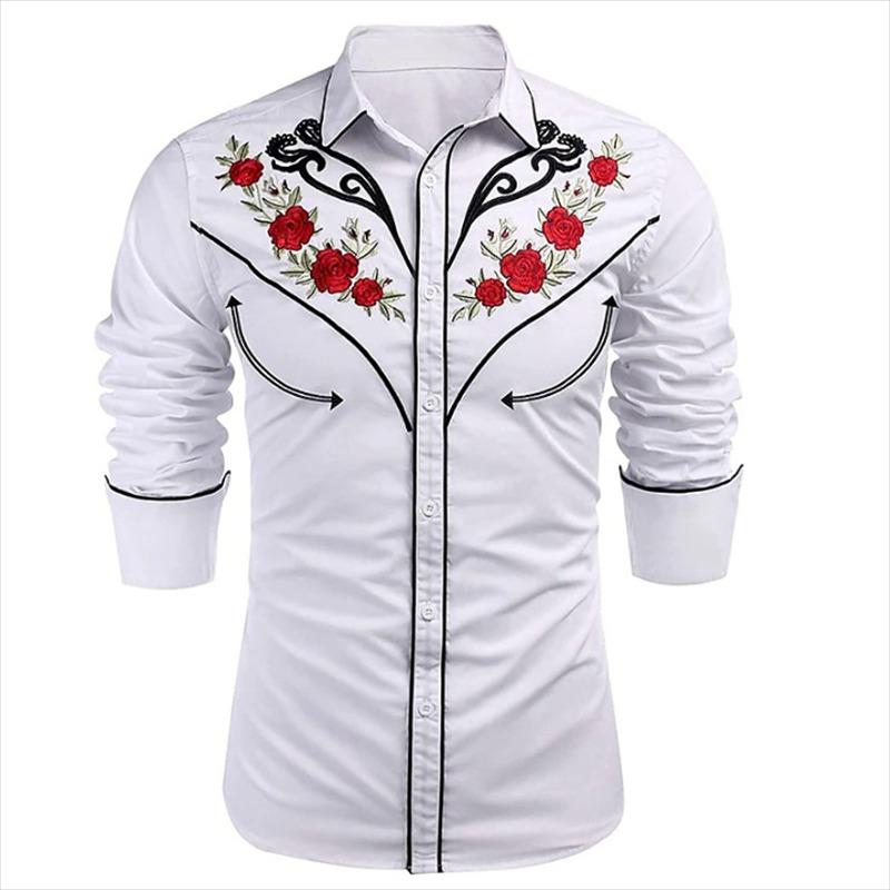 Camisa Occidental Tribal Étnica de Diseño de Lujo para Hombre Deporte Ocio Fiesta al Aire Libre 2023 Nueva