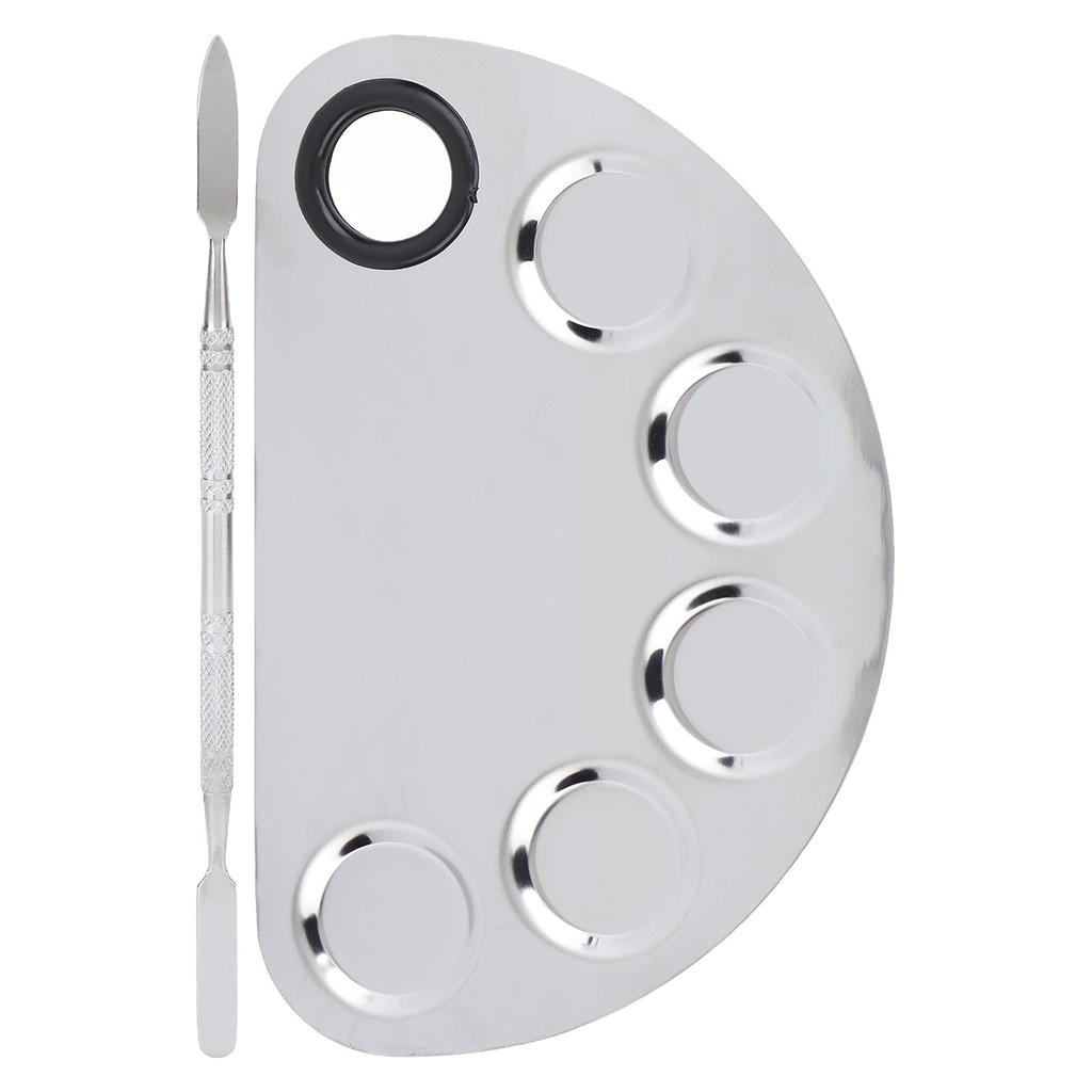 Makeup Mixing Palette Stainless Steel Spatula Paint Pigment Lipstick Color Blending Plate