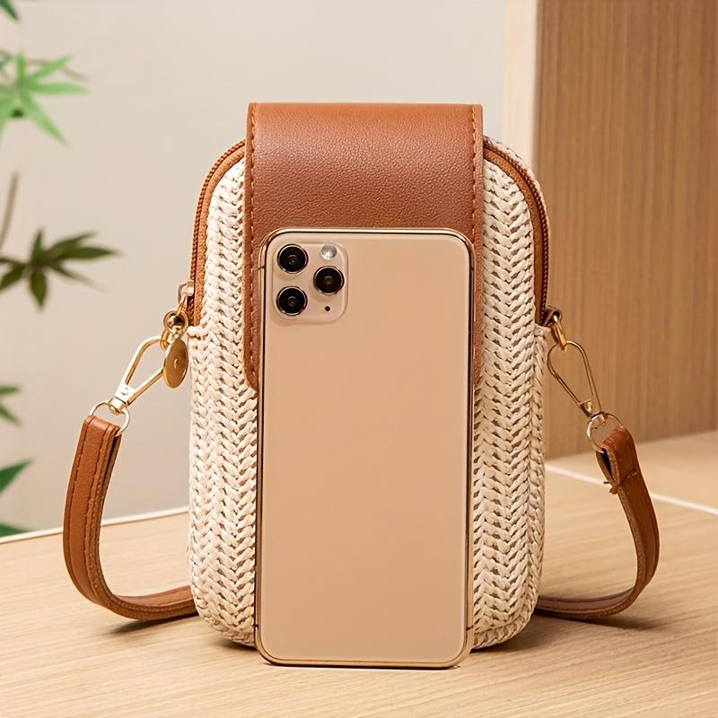 Casual Street Style Cute Mini Crossbody Cell Phone Bag With Coin Pocket Fabric Woven Design Adjustable Shoulder Strap For Ladies' Outings, Parties