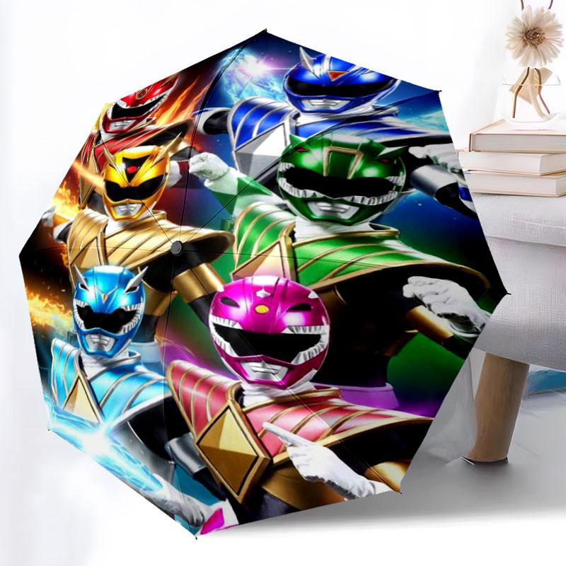 Power Rangers Umbrella Windproof Automatic Folding Umbrella Cartoon Superhero Rain Umbrella for Kids Boys Gift