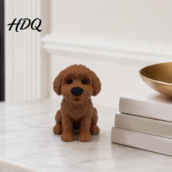 Desktop Dog Ornament 3D Printed Figurine Cute Small Puppy Statue Collectible Figurine Animal for Home Office Desk Shelf Decoration