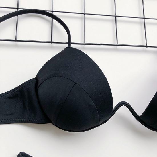 Spaghettiband Vadderade bygel Sexig Bikini Triangel BH Hög midja Trosor Baddräkt