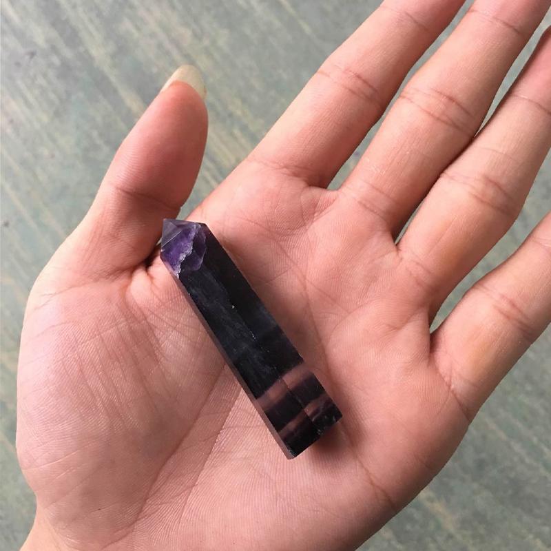 Natural Flourite Quartz Crystal Wand Colorful jewel Pure Point Healing