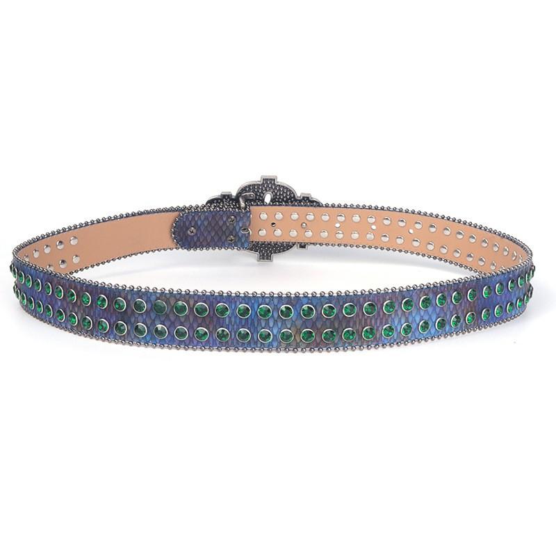 American Fashion Rhinestone Belt S Plate Y2K Style Unisex Men Women