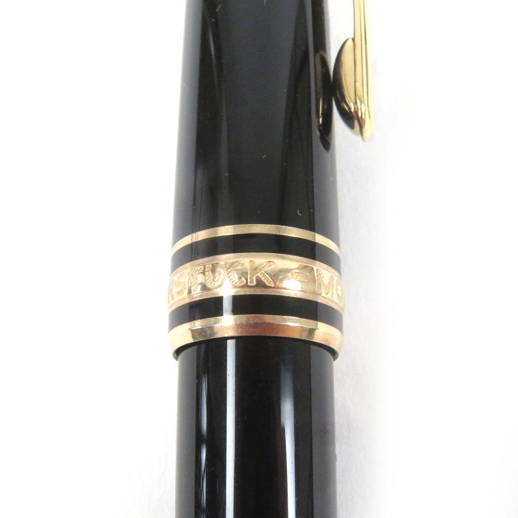 Great MONTBLANC Fountain Pen Meisterstck Classic Cap Type Black Gold 14K Mens Used