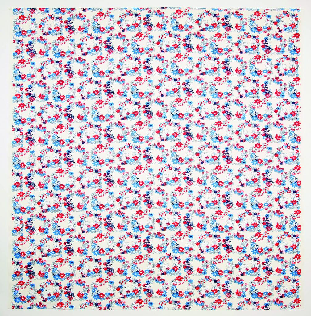 Sanbi Moomin Furoshiki Garland Approximately 105cm Cotton Shantung (Furoshiki) Pattern, Wide, (Off-White)