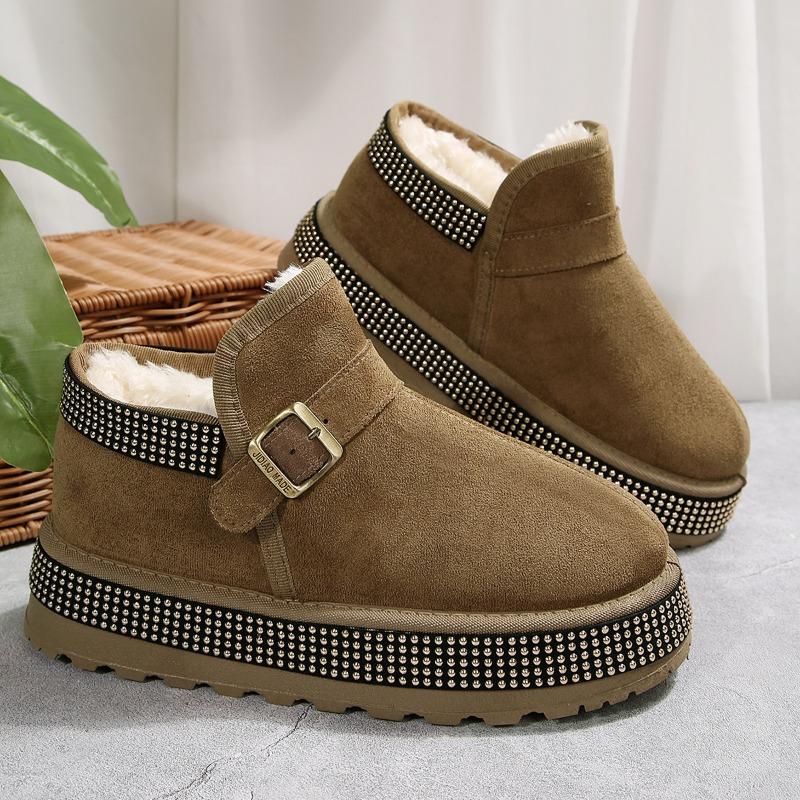 Fashion Snow Boots Women's 2025 Winter New Platform Plush Thickened Warm Northeast Big Cotton Shoes Booties