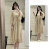 New Chinese Style Lotus Leaf Edging Dress Set With Sheeps Wool Fabric For Summer Casual Wear For Women
