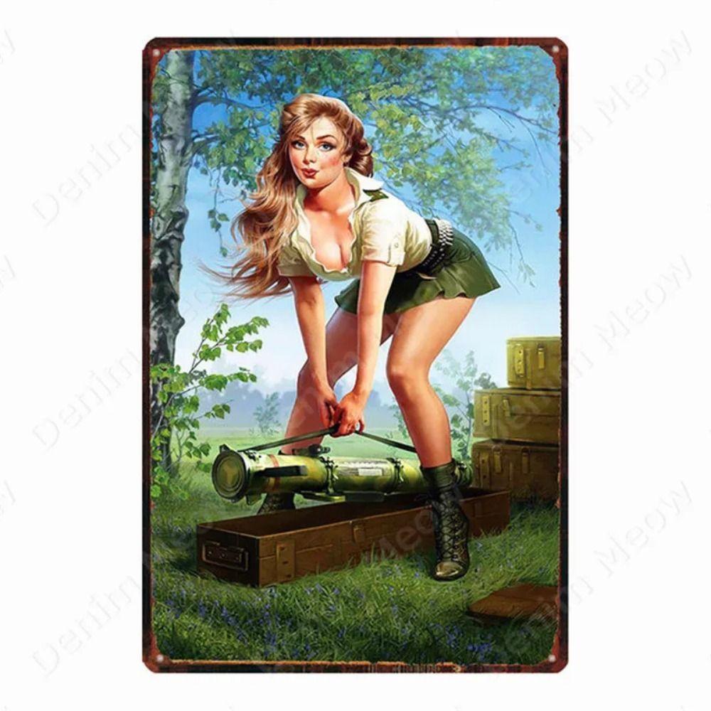 Russian Text Vintage Poster Girls Metal Tin Sign Home Bar Decor