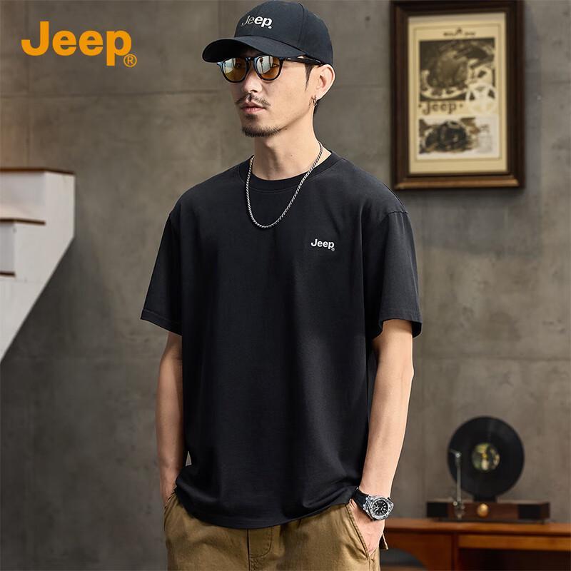 JEEP Men s 260G Heavyweight Pure Cotton Short Sleeve T-Shirt 4XL 2650₽