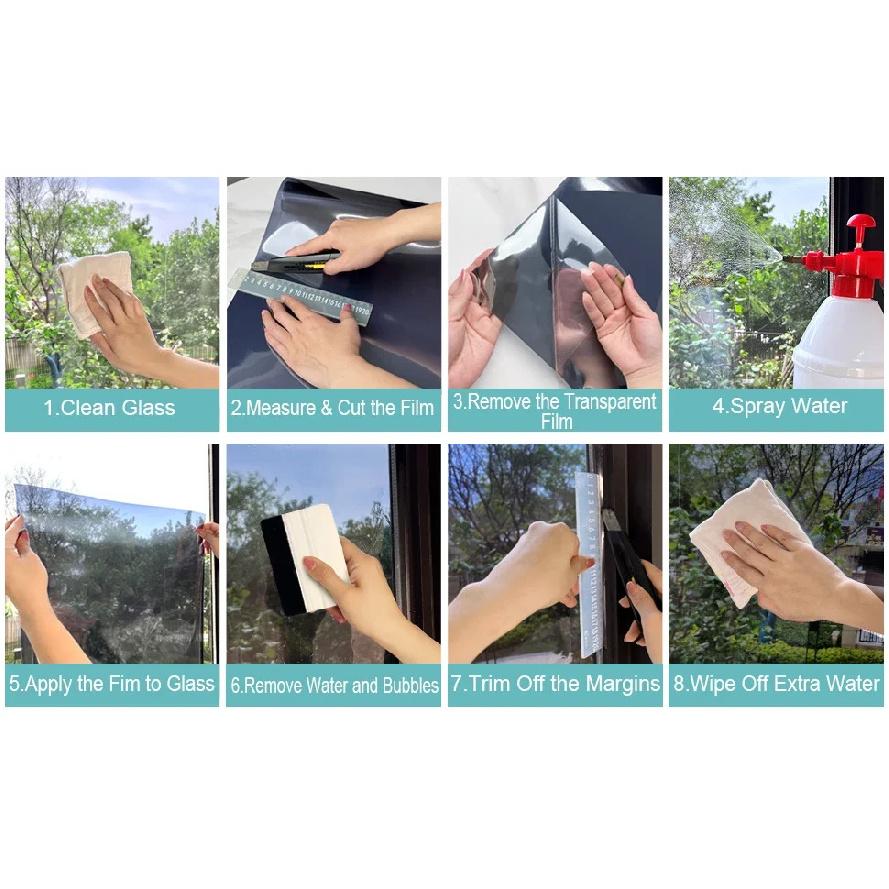 Window Privacy Tint Films One Way Anti Look Mirror Self-adhesive Films Sun Blocking Anti UV Glass Window Sticker Home Decoration