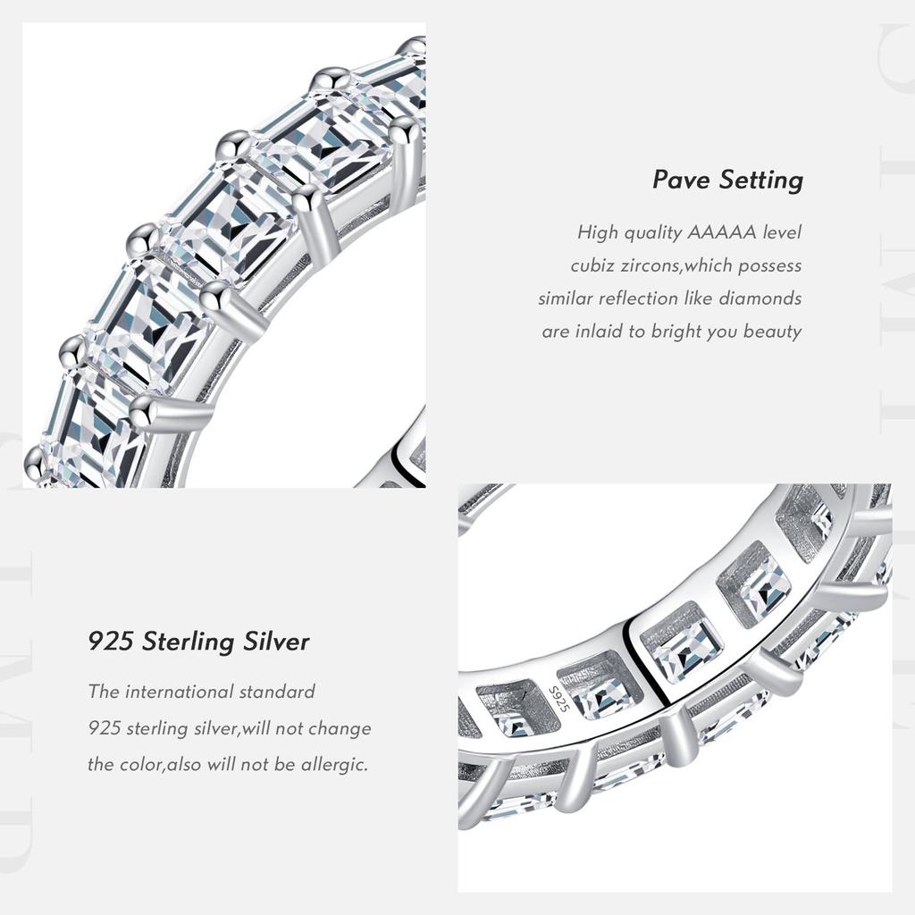 MODIAN 925 Sterling Silver Luxury Emerald Cut Square Sparkling Zirconia Wedding Ring For Women Anniversary Fine Jewelry Gifts