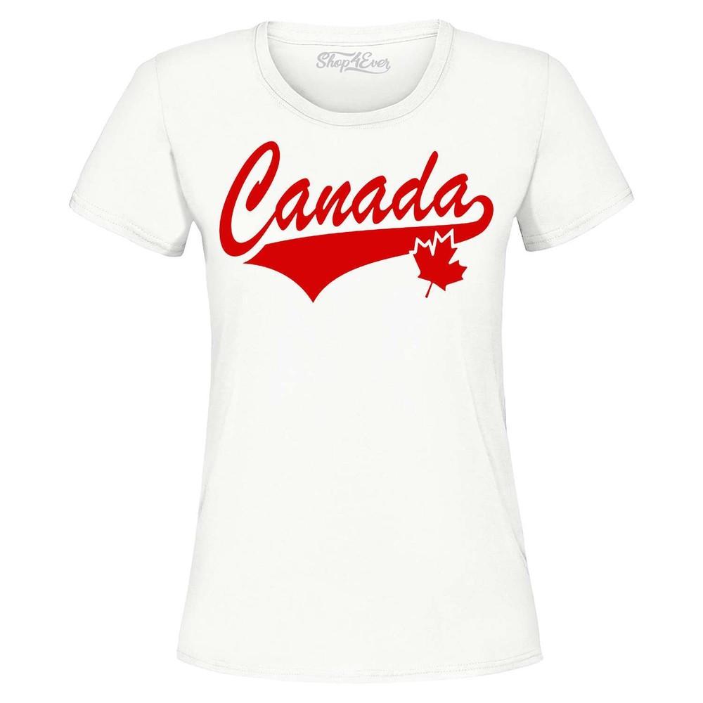 

Red Canada Varisty Women s T-Shirt Canadian Pride Maple Leaf Shirt L