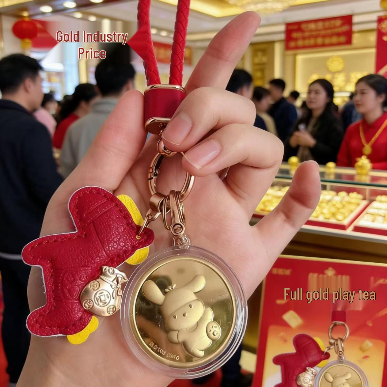 Gold-Plated Keychain Pendant - Practical and Creative Birthday Souvenir Gift Red Pony Keychain