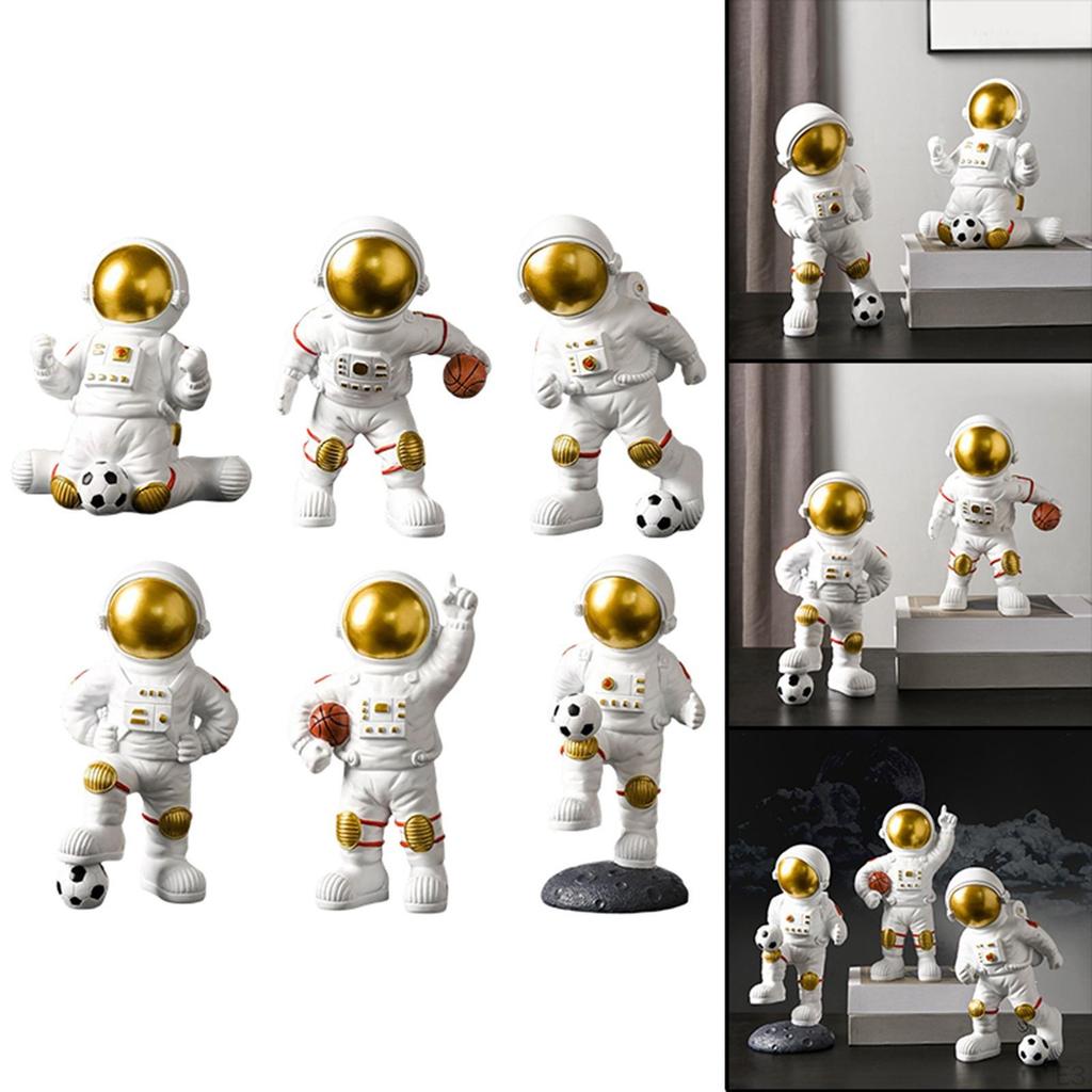 -Resin Statue Space Figure Spaceman Figurine Ornament Sculpture for Kids Room Bookshelf ,Bedroom,