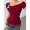 2025 Women's Elegant Simple Sloped Shoulder Top Women's T-Shirt