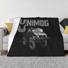 Unimog Oldschool ( On Black ) Soft Warm Blanket Sofa/Bed/Travel Love Gifts Unimog Automotive Monster Truck Vector Retro Vintage