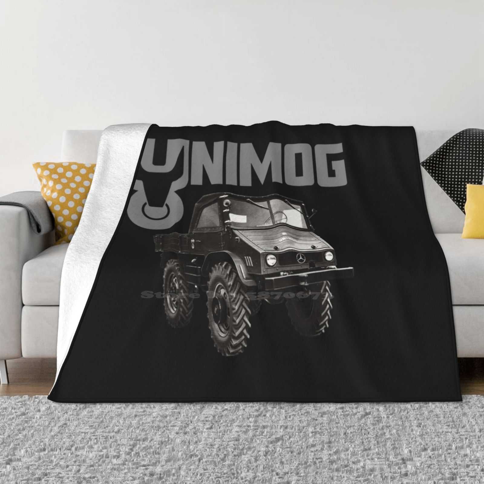 

Unimog Oldschool ( On Black ) Soft Warm Blanket Sofa/Bed/Travel Love Gifts Unimog Automotive Monster Truck Vector Retro Vintage 30x40in