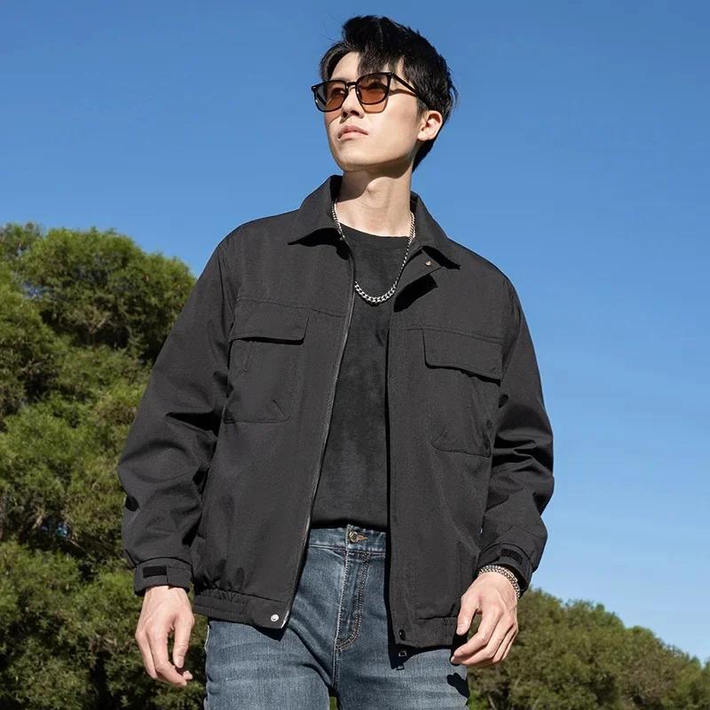 American Workwear Jacket Loose Fit Men's Coat Stand Collar Casual Outerwear Versatile Spring Autumn New Style Plus Size