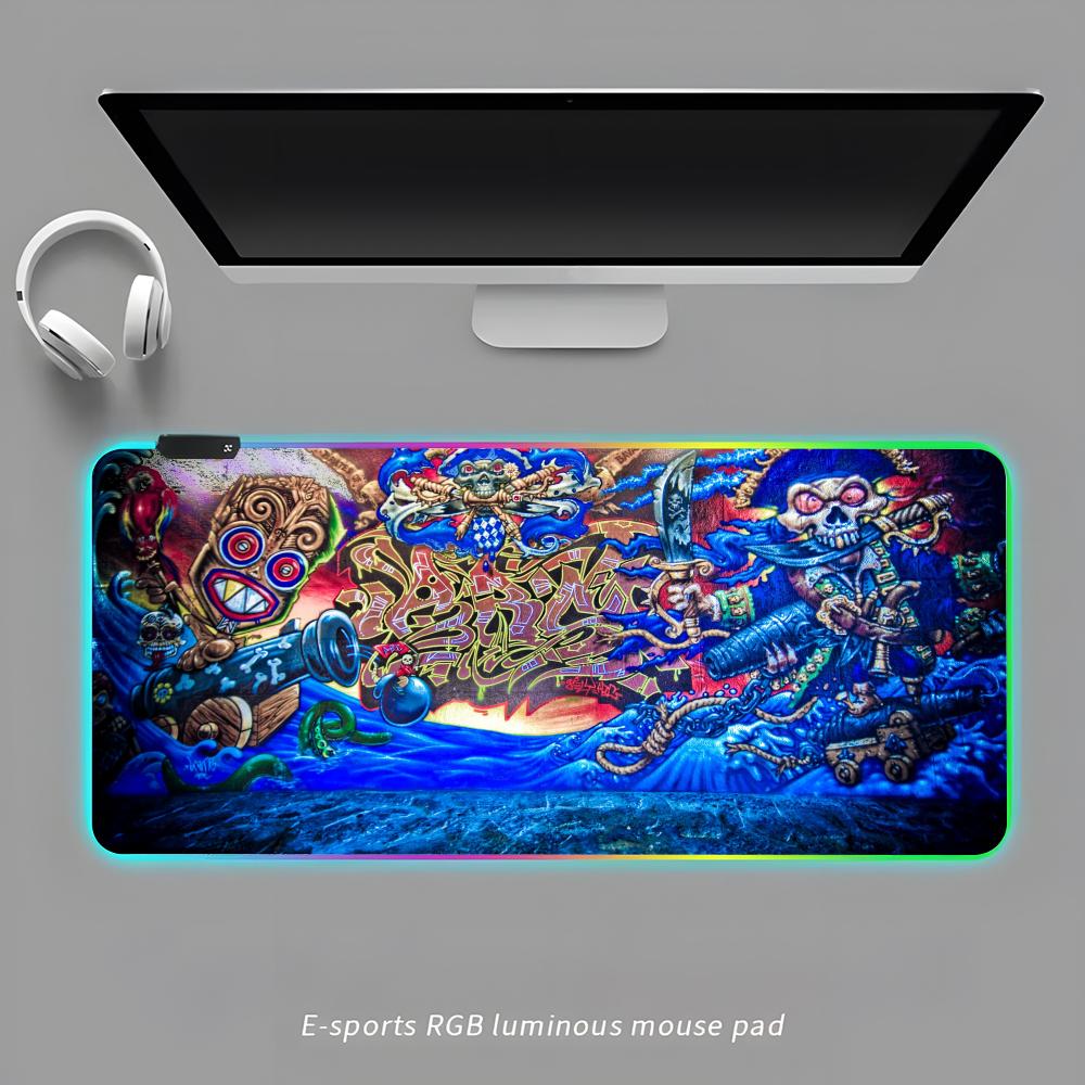 

Красочный коврик для мыши с принтом граффити RGB игровой коврик для мыши Настольный коврик HD для геймера Большой светодиодный свет XXL коврики для мыши RGB600x300x3mm
