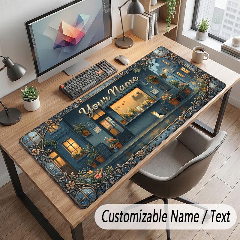 Decorative Artwork Theme Customized Mouse Pad Personalized Print Name Text Desk Mat For Home Office Table Decor