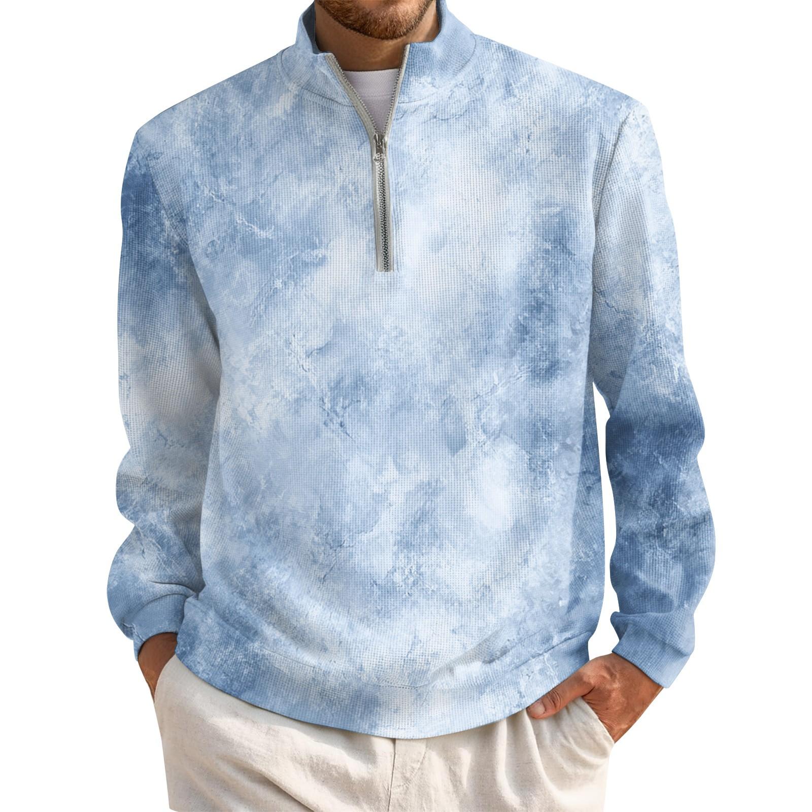 

Мужской короткий пуловер на молнии с высоким воротником и длинными рукавами L