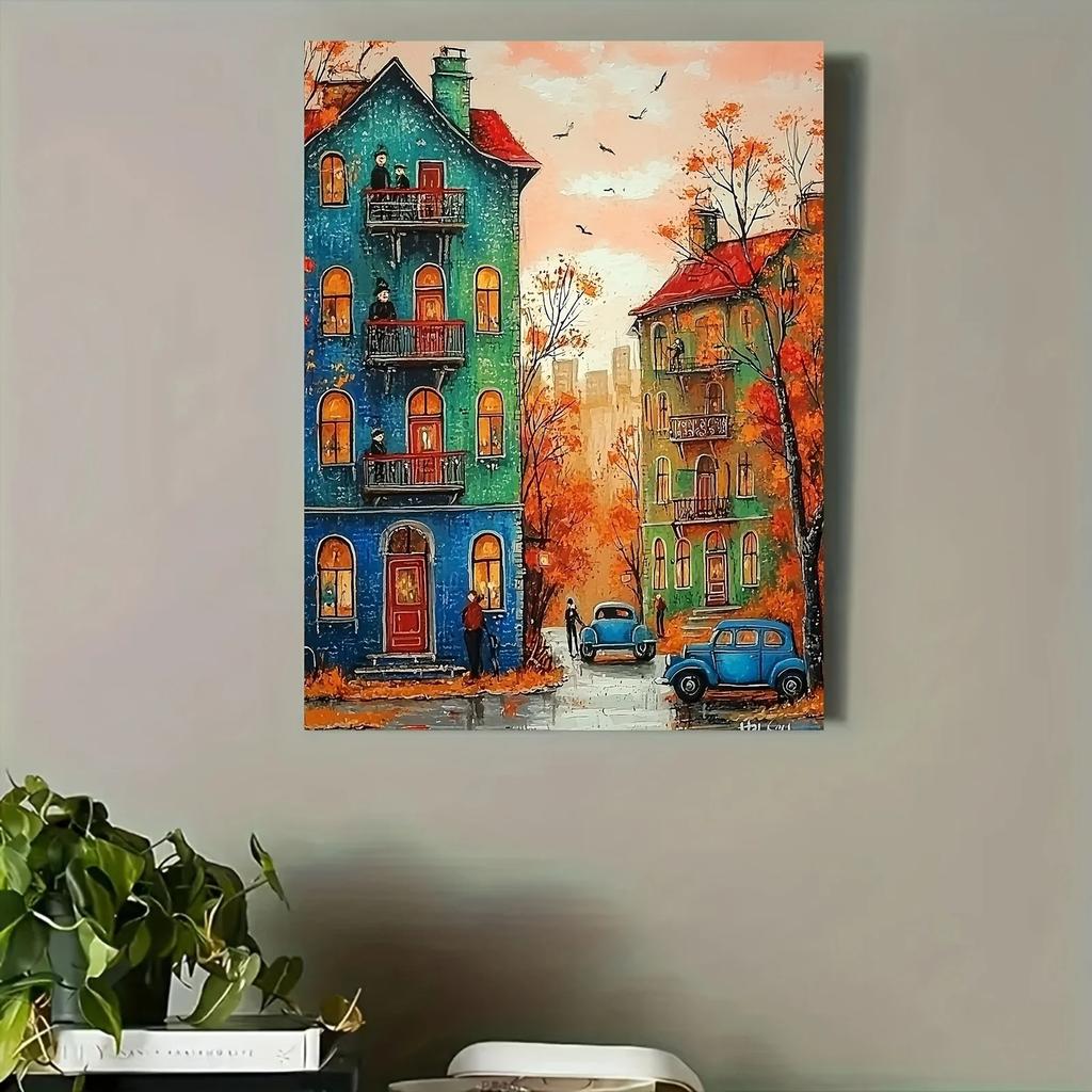 Colorful Coastal Cityscape Wall Art, Seaside Town Canvas Print, Wall Decor Art, Home Decor,Holiday Deco, Perfect Gift