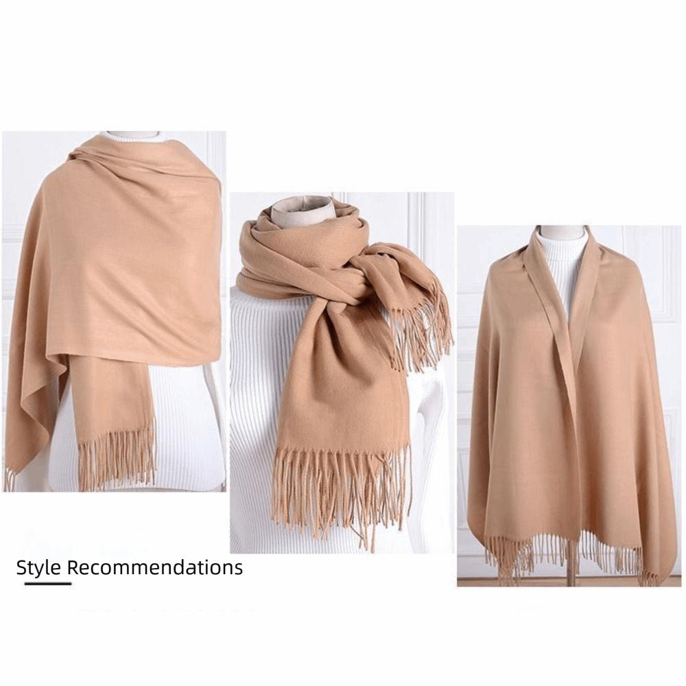 Winter Warm Solid Color Imitation Cashmere Scarf Long Thicken Neck Guard Shawl Comfortable Neck Warmer Wrap Women Girls