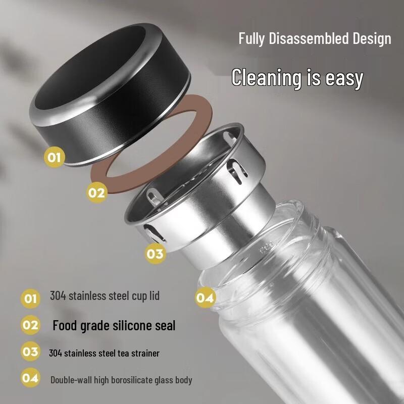 FUGUANG Double Wall Glass Tea Infuser Mug