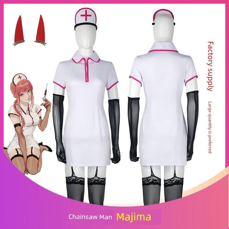 Chainsaw Man Costume Makima Pawa Nurse Uniform Full Set Anime Clothes Women's Role-Playing Cosplay Outfit