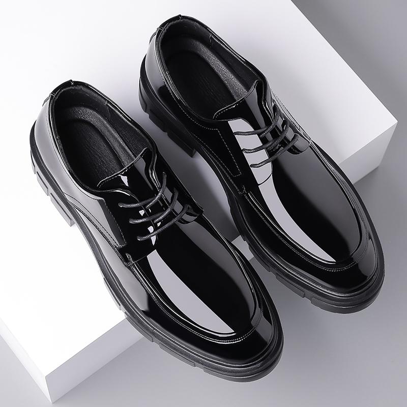 Lacquer Leather Men's Shoes Minimalist Trendy Designer Style Dress Up Party Busines Fashiona Street Quality Shoes Youth Black