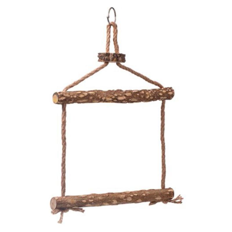 

Parrot Wooden Swing Toy Training Stand Perch Chewing Toy Birdcage Accessories For Budgerigar