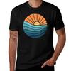 Minimalistisches Retrowave Sonnenuntergang Surfen T-Shirt Weiches Basic Baumwoll Kurzarm T-Shirt
