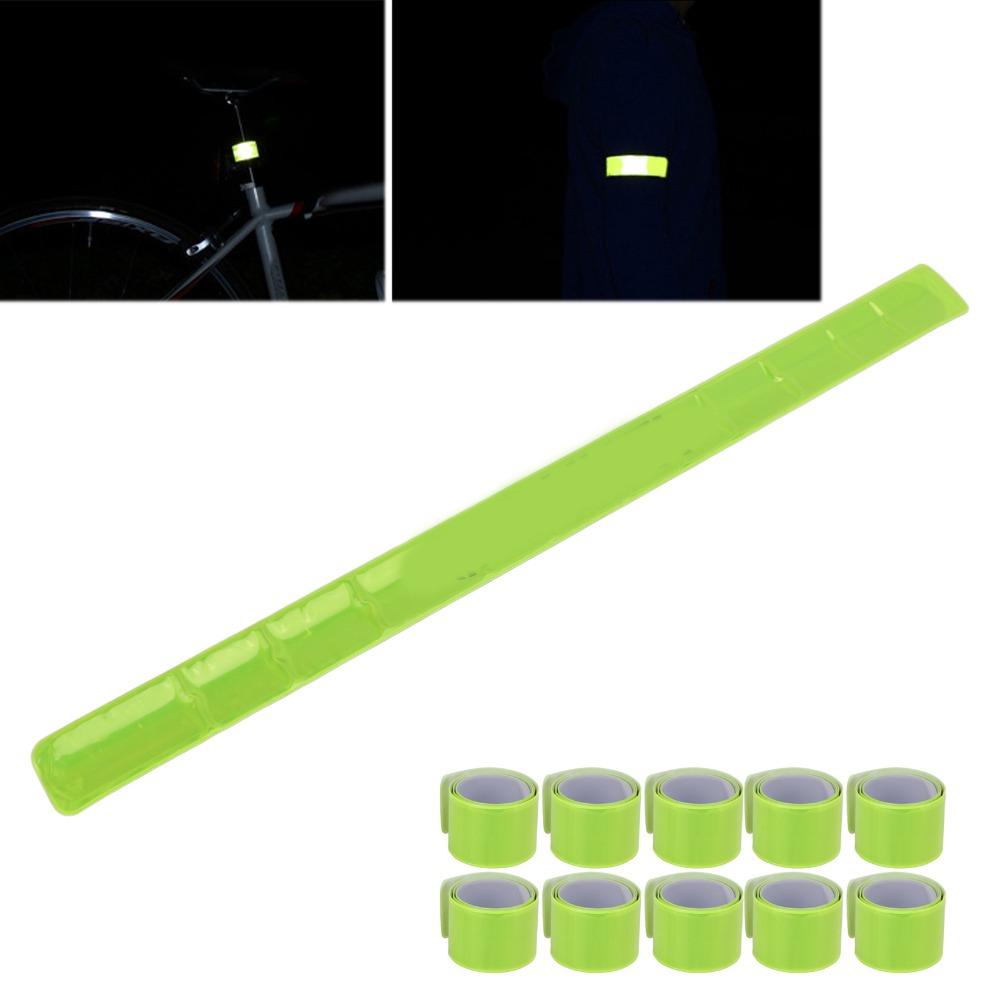 10PCS 40*3cm Reflective Slap Bands High Visibility Safety Reflector Strips for Adults