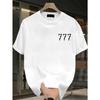 European Size Men's Oversized 777 Number Print T-Shirt - Loose Fit Streetwear Crew Neck Short Sleeve Summer Casual Top with 777 Design