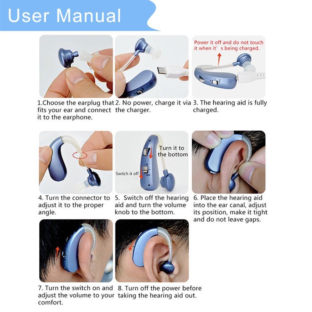 Digital Rechargeable Hearing Aid Intelligent Sound Amplifier Small Portable Deaf Audiphone Behind Ear