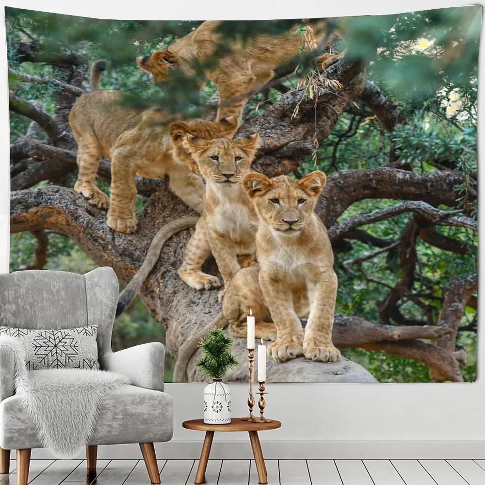 

Одеяло занавеска висит домашняя спальня гостиная украшение лев настенный гобелен искусство 200x150cm