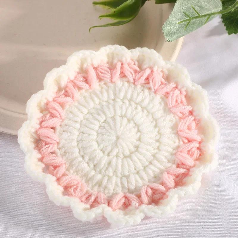 

Wave Lace Coaster Simple Fashion Cute Flower Knitted Coasters Hand-woven Thermal Insulation Mat Table Decoration Cup Pads