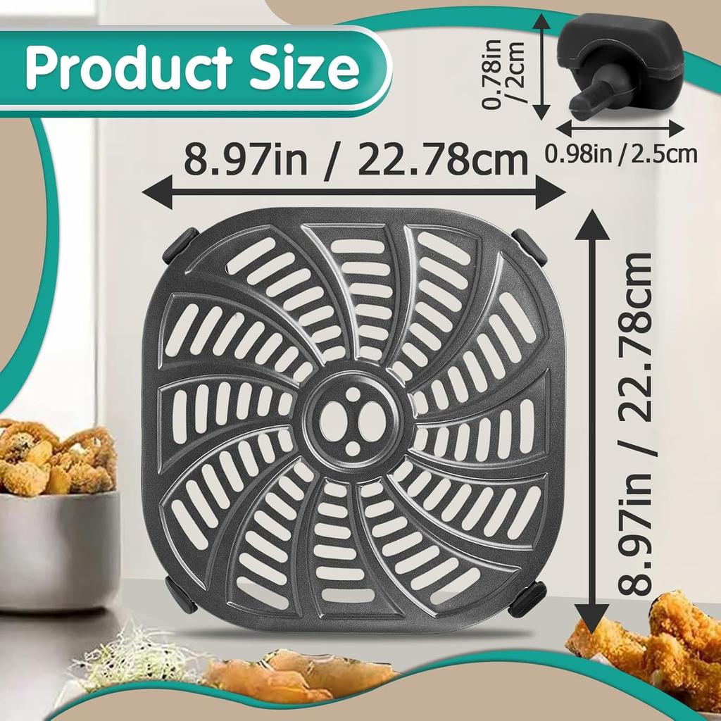 7QT Air Fryer Grill Plate for Gourmia GAF798 GAF716 Air Fryers, 8.97''×8.97'' Air Fryer Tray Replacement for Gourmia, Nonstick Air Fryer Grill Pan