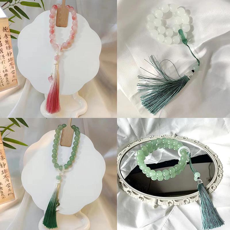 Bransoletka z frędzlem 12 mm w stylu starożytnym, ręcznie skręcane koraliki, łańcuszek z koralików, buddyjski tybetański różaniec, zawieszki, biżuteria, prezent