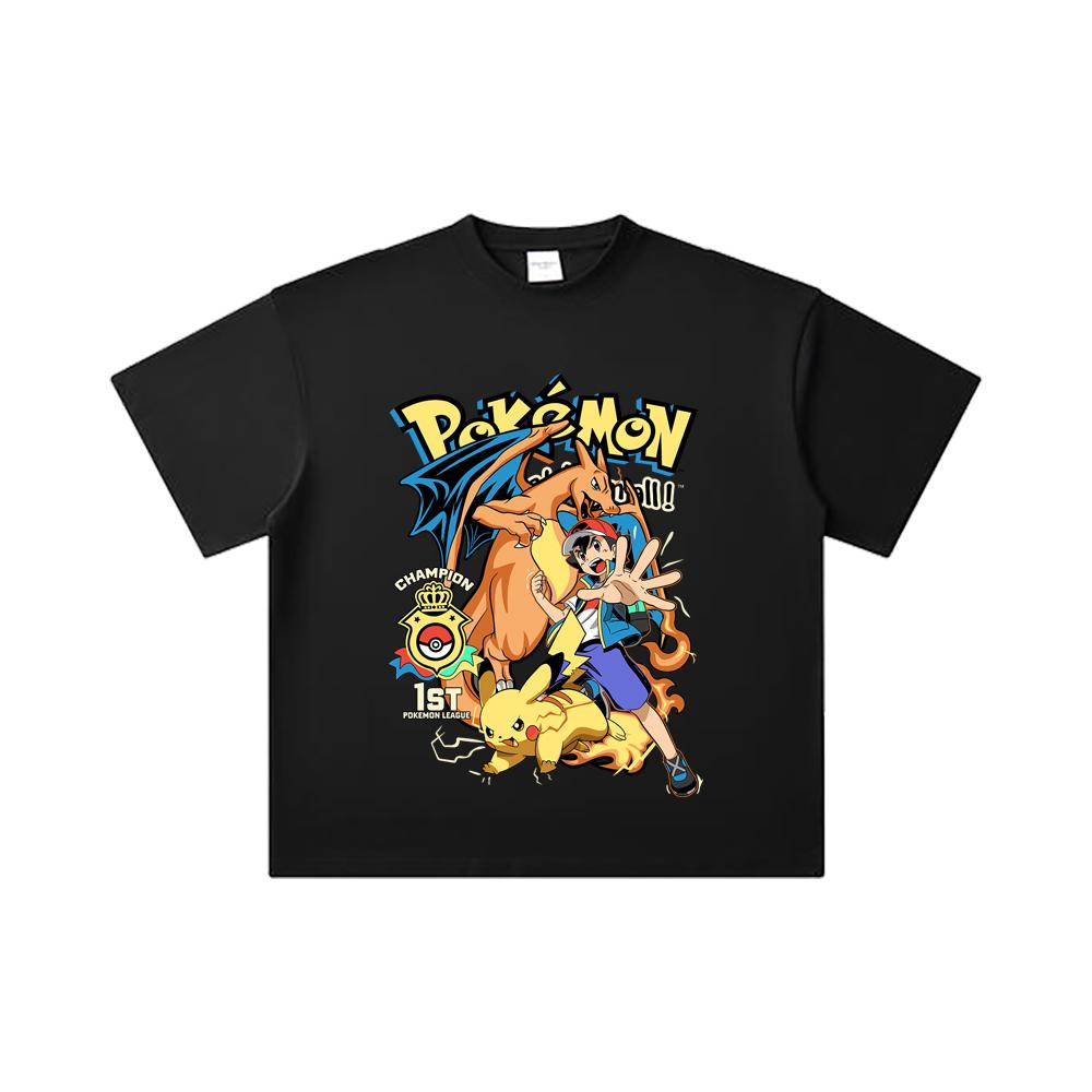 260 GSM Double Yarn 32 Count 100% Cotton Pokemon V1 Print Unisex Heavy Cotton T Shirt