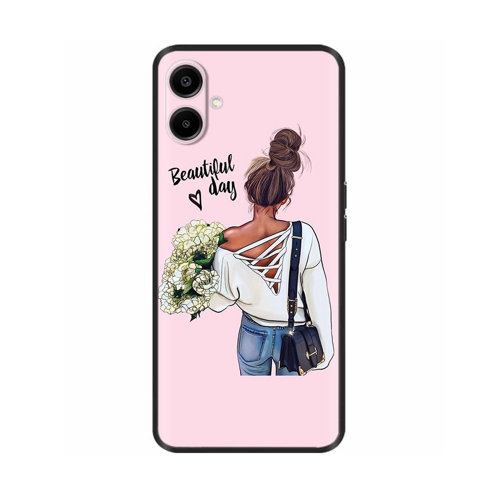 For Samsung Galaxy A06 Back Cover Soft Black Print Silicone Bumper Phone Case for Samsung Galaxy A06 A05 A04 Cases Fundas Coque