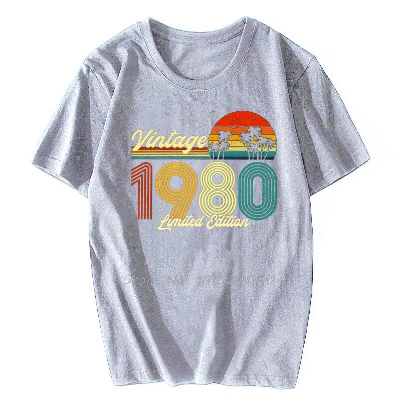 Vintage 1980 Limited Edition Tshirt Men Novelty T Shirt Cotton Old Birthday Gift Tshirt Urban Tee Top Streetwear Harajuku