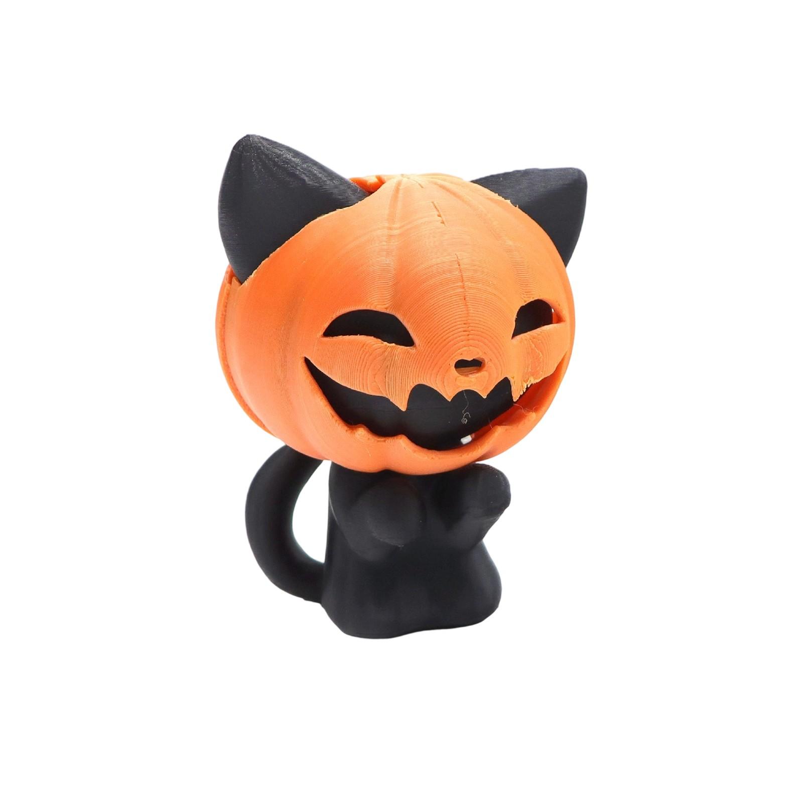 

3D-печатная статуэтка кота с тыквой на Хэллоуин, настольные украшения, подходит для украшения дома, кофейного столика, книжной полки, гостиной One Size