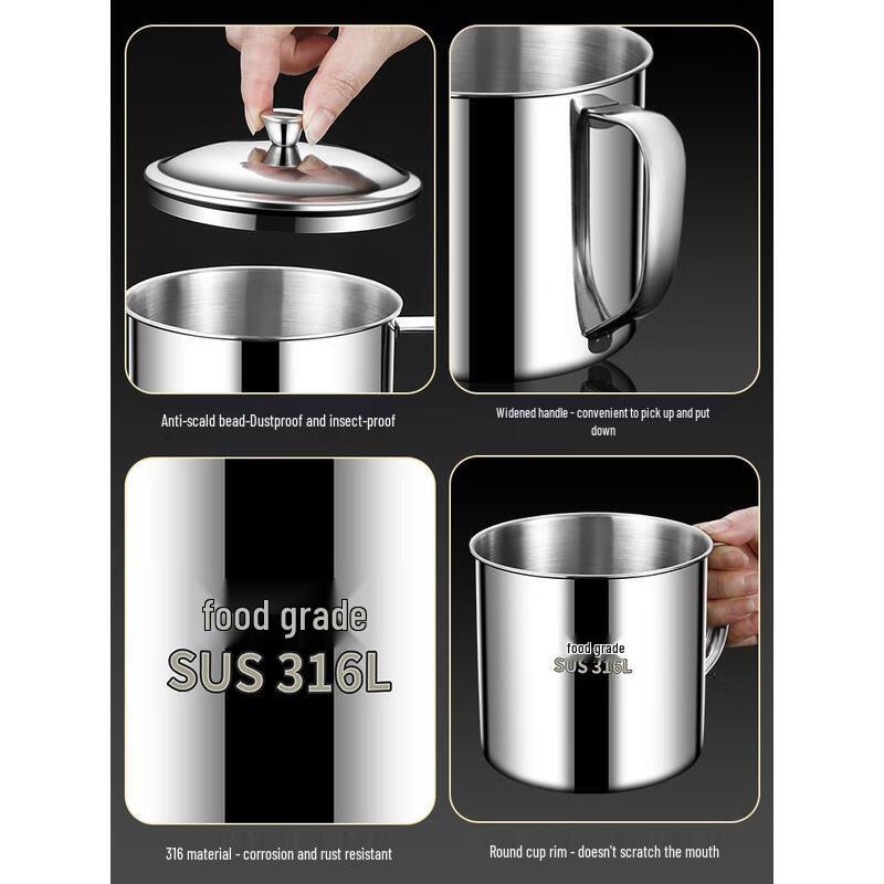 HANDUNYOU 316 Edelstahl Kinderwasserbecher mit Deckel