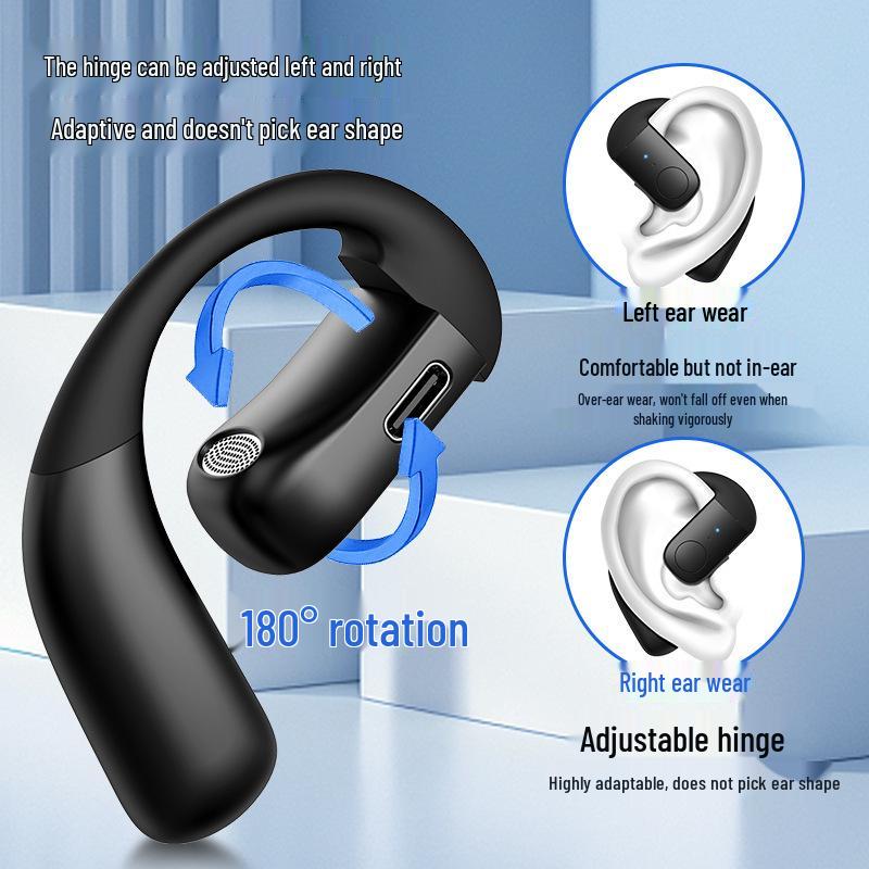 Wireless Non-In-Ear Bluetooth Earphones with Anti-Drop Design, Long Battery Life, and Noise Reduction