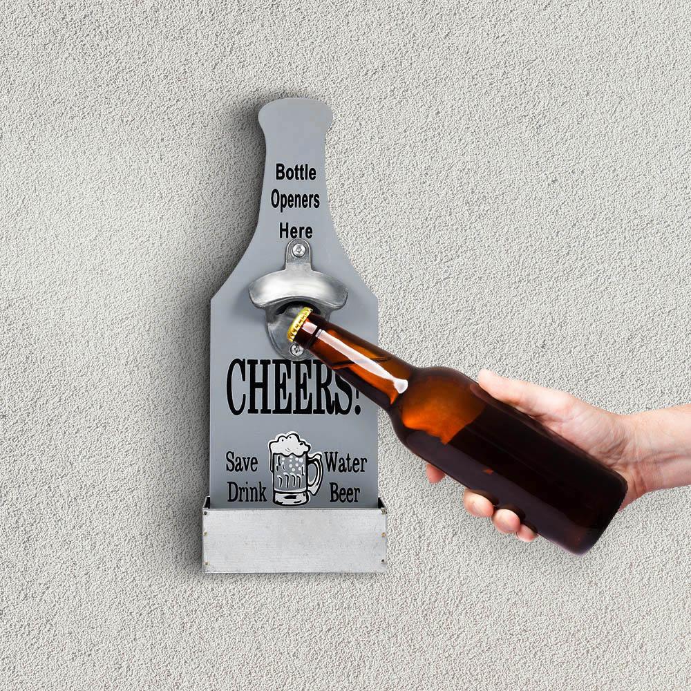 Creativo apribottiglie da birra in legno montato a parete bar casa ristorante decorazione da parete vino cucina apriscatole bottiglia stile vintage